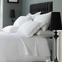 Satin Stripes Hotel Bedding Set - 100% Cotton, Full Size, White Color | Washable, Soft Comfort, Durable Cotton Filling