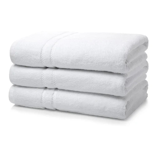 Hotel White Terry Towel - 100% Cotton, Single-Sized, Pristine White Color | Quick Drying, Plain Pattern for Luxurious Comfort