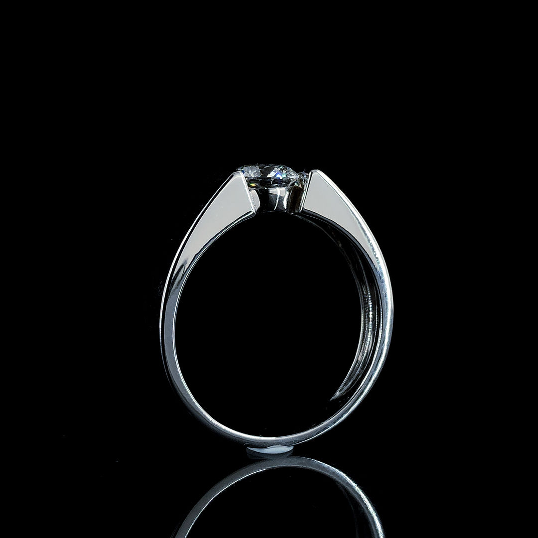 Solitaire Diamond Mens Ring in White Gold | SK Diam