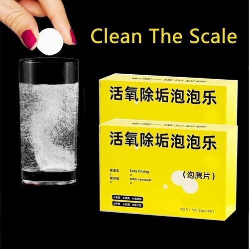 Mitsico 10 PCS Scale Cleaning Tablet, Tea Stain Remover Water Scale Cleaning, Tablets Bubble Active Oxygen Descaling