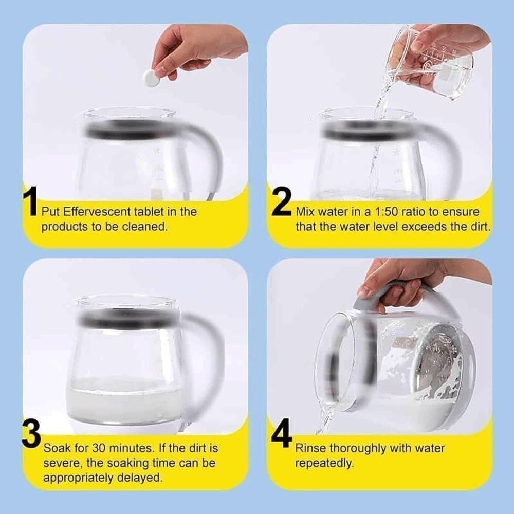 Mitsico 10 Pcs Scale Cleaning Tablet, Citric Acid Powder Household Cleaner - Effectively Removes Tea Stains, Scale, Grime, And Grease