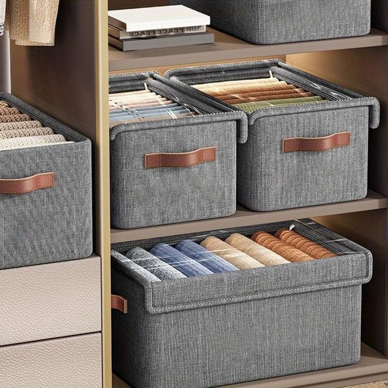 Mitsico Folding Storage Box With Lid Folding Storage Box, Clothes Organizer Storage Box for Wardrobe, Home Use Organizer