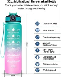 Mitsico Unbreakable Water Bottle 1 L with Motivational Time Marker, Leakproof Durable Water bottle