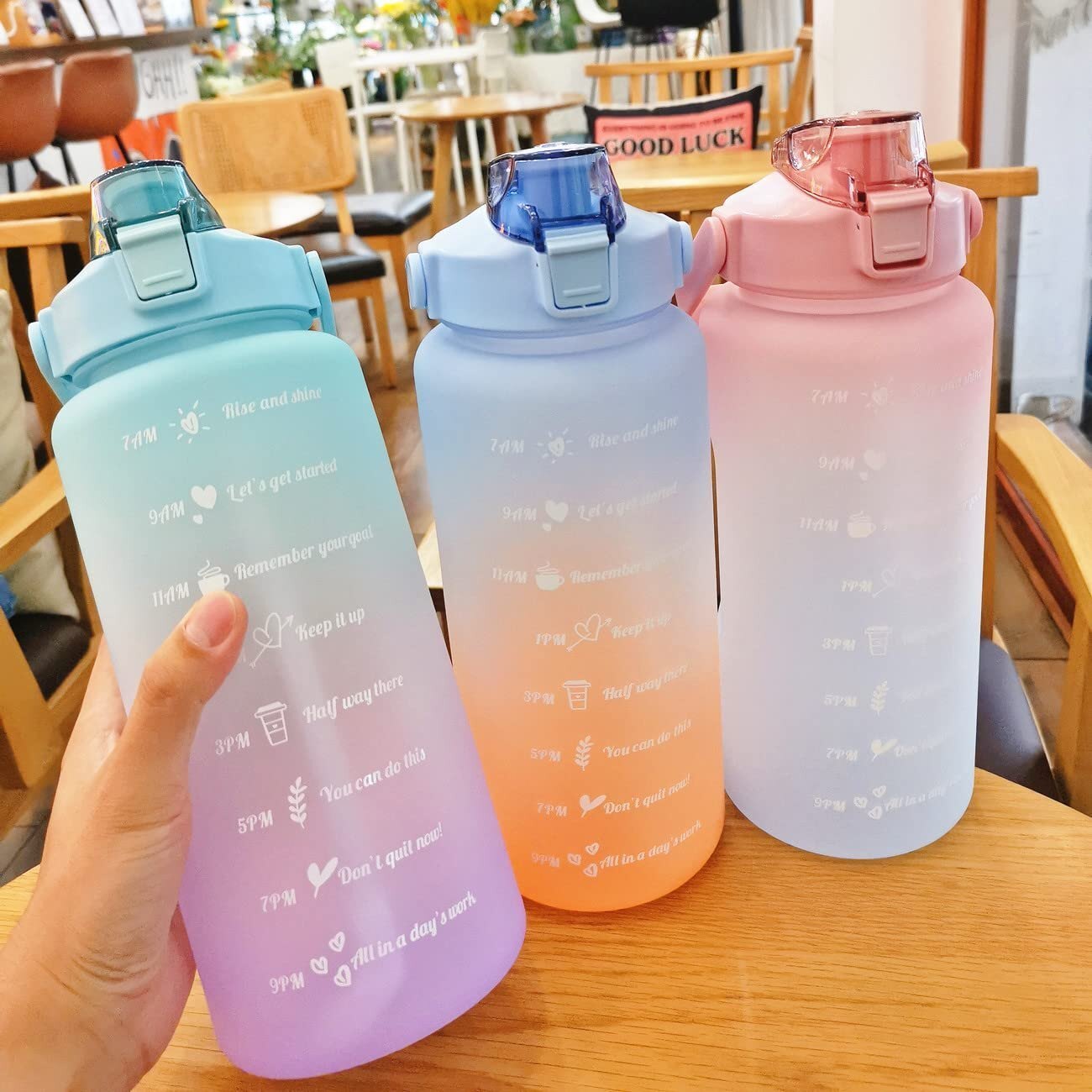 Mitsico 2 Ltr Motivational 3 Pcs Bottle With Motivational Time Marker - Plastic, 2000ml, 900ml, 300ml, Multicolor | Leakproof, Eco-friendly Material, Easy To Clean