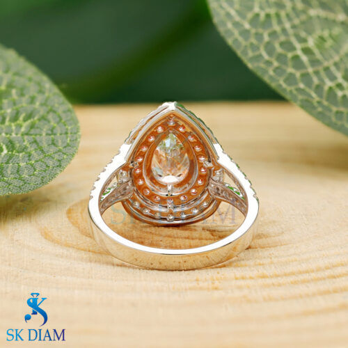 Pink Pear Lab-Grown Diamond Ring in 18KT Gold: A Masterpiece by SK Diam