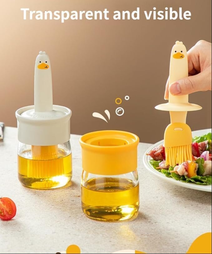 Mitsico Glass Olive Oil Dispenser for Kitchen, 2 IN 1 Oil Dispenser Bottle with Silicone Brush