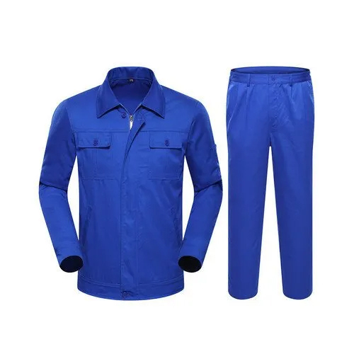 Industrial Workers Uniform - Poly Viscose & Cotton Blend, Blue Color | Customizable Logo, Washable, All-Season Wear, Half or Full Sleeve Options