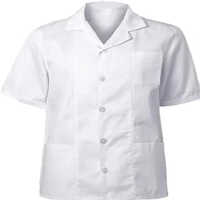 White Medical Apron - High-quality Cotton, Unisex Short-sleeved Design | Buttoned Pattern, Middle-side Closure, Non-woven Style