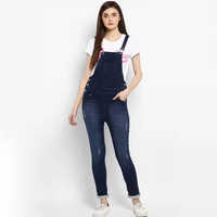 Ladies Denim Dungaree - High-quality Denim, Sleeveless Modern Design, Plain Blue | Washable, Customizable Logo, Versatile For All Seasons