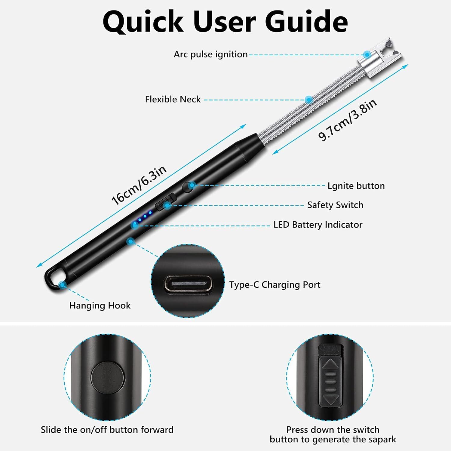 Usb Gas Lighter With Cable - Color: Silver