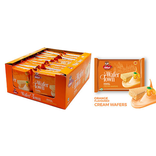 Orange Flavoured Cream Wafers - Shape: Bar