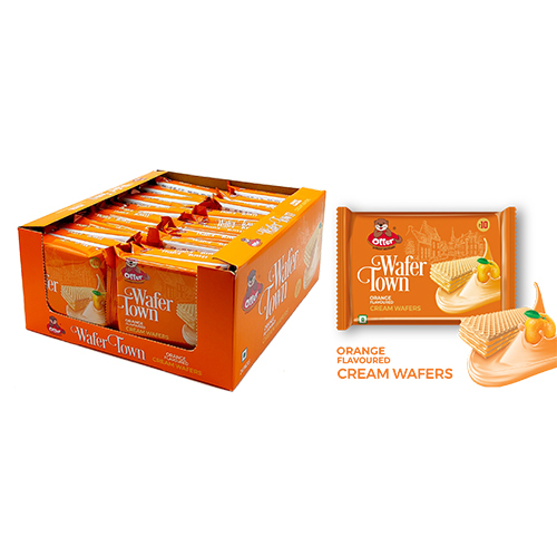 Orange Flavoured Cream Wafers - Solid Bar Form, Vibrant Orange Flavor | Indulge in Crispy Layers of Creamy Delight