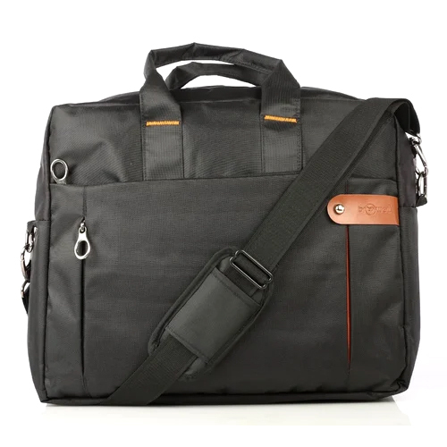 Polyester Office File Bag - High-Quality Polyester, Unisex Design, Sleek Black Color | Zip Closure, Plain Pattern, Professional Handbag