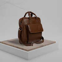 Rexin Shoulder File Bag - Leather, Customizable Design & Color, Brown | Zipper Top, Logo Personalization, Spacious For Professional Use
