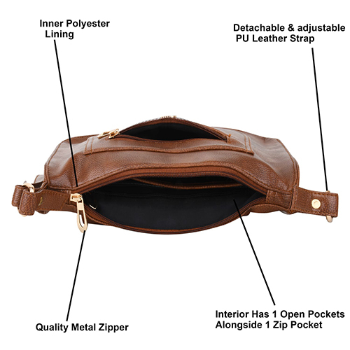 Sentinel Brown Leather Sling Bag - Capacity: 20 Ltr