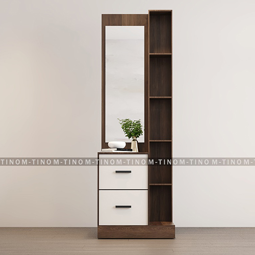 Alpha Dressing Table - Solid Wood, Various Sizes Available, Different Color Options, Polished Finish, Ample Storage Space, Large Well-Positioned Mirror