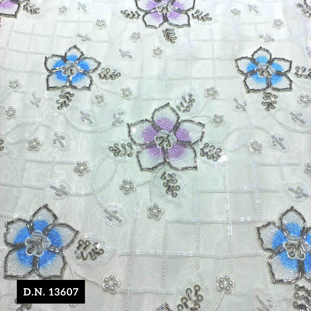 Charming Flower Beaded Lace Fabric - Attributes: Comfortable & Soft