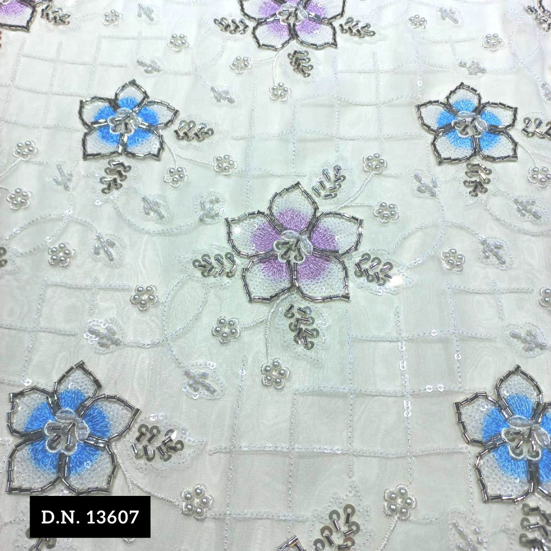 Charming Flower Beaded Lace Fabric