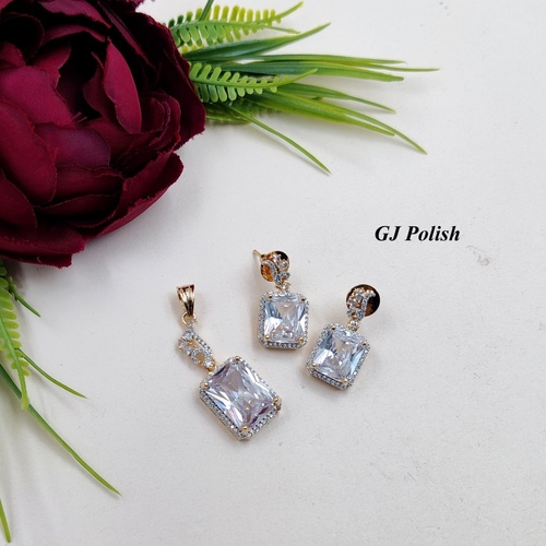 Shimmering Color Stone American Diamond Locket Set