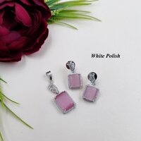 Shimmering Color Stone American Diamond Locket Set