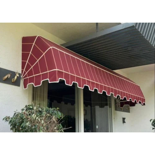 Red Striped Window Awning - Feature: Water Proof