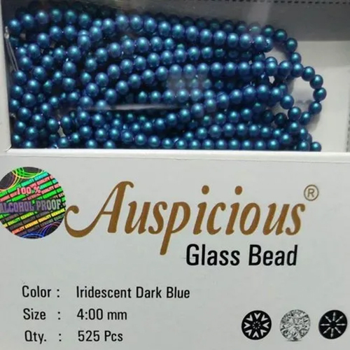 Iridescent Dark Blue Glass Pearl Bead