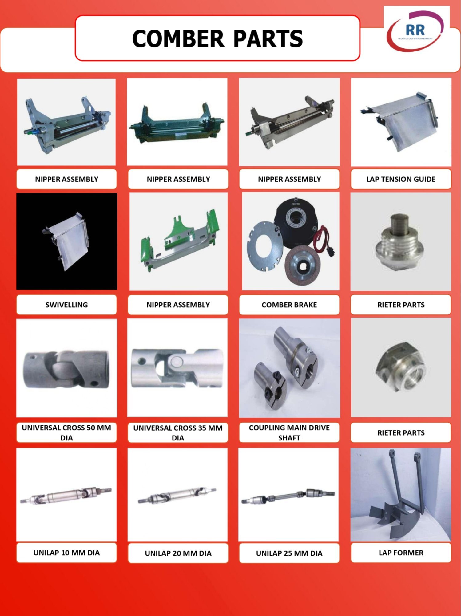 Comber machine spares