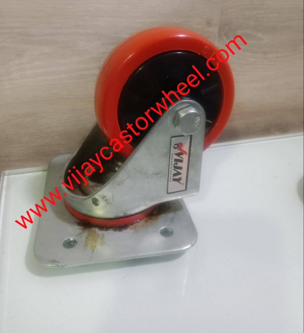 Spinning Castor Wheel - Nylon Material 60 Mm Wheel Size Red Color 25 Kg Weight | Industrial Use Plated Finish Various Sizes Available