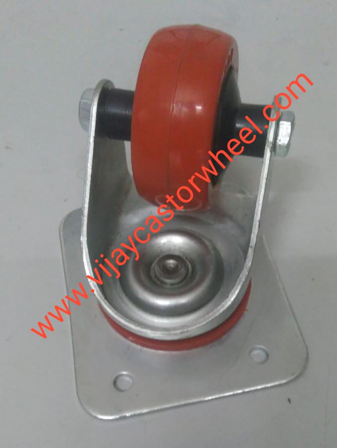 Spinning Castor Wheel - Nylon Material 60 Mm Wheel Size Red Color 25 Kg Weight | Industrial Use Plated Finish Various Sizes Available