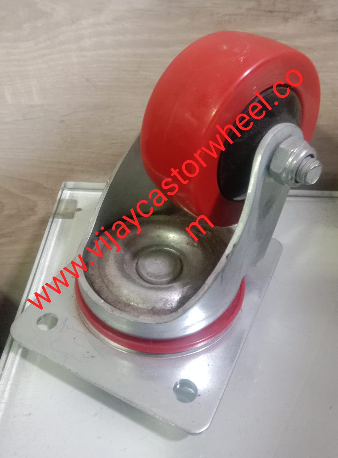 Spinning Castor Wheel - Nylon Material 60 Mm Wheel Size Red Color 25 Kg Weight | Industrial Use Plated Finish Various Sizes Available