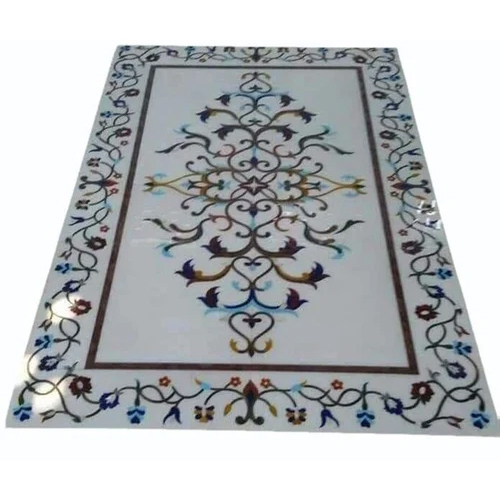 Rectangular Inlay Work Makrana Marble Tiles