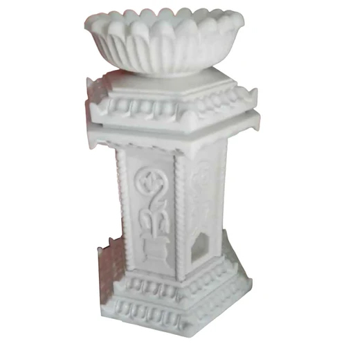 White Marble Tulsi Pot Stand