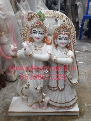 White Radha Krishna Marble Moorti 