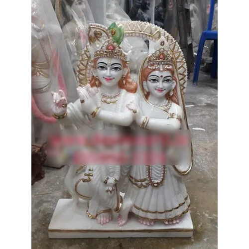 White Radha Krishna Marble Moorti 