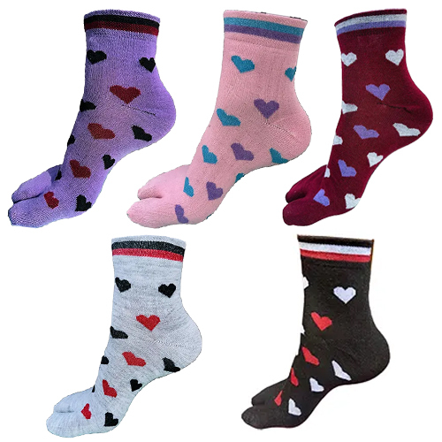 Ladies Non Terry Ankle Socks - High-Quality Cotton, High Elasticity | Fun Printed Pattern, Perfect for Winter Comfort and Style