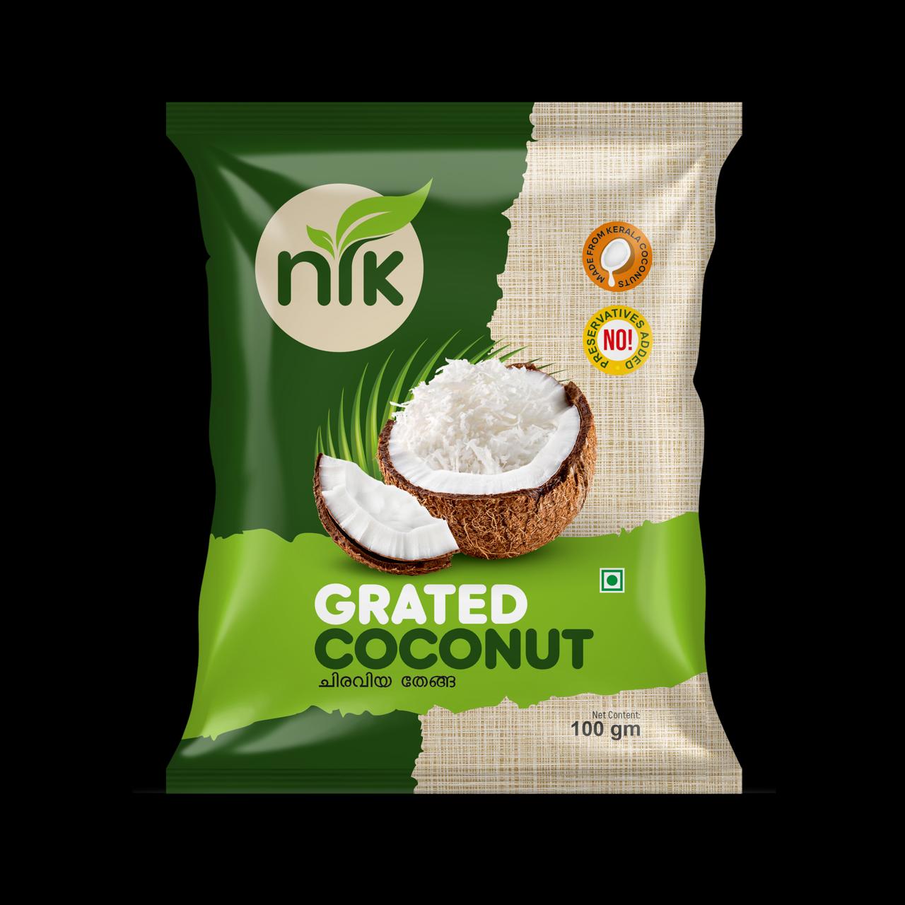 Grated Coconut - 100gm | Fresh Matured Coconut Pulp, White Color, Full-Husked Variety, Versatile for Baking, Cooking, and Smoothies