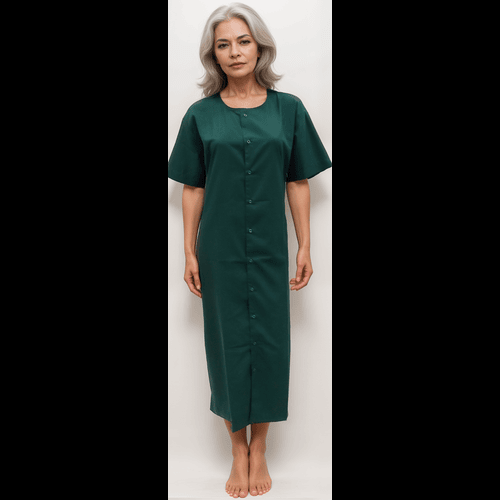 Patient Gown Full Buttons Bay Leaf