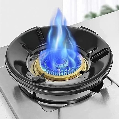 Mitsico Black Gas Saver Burner Stand Gas Saver Jali Home Gas Stove Fire Windproof Energy Saving Stand - Material: Metal