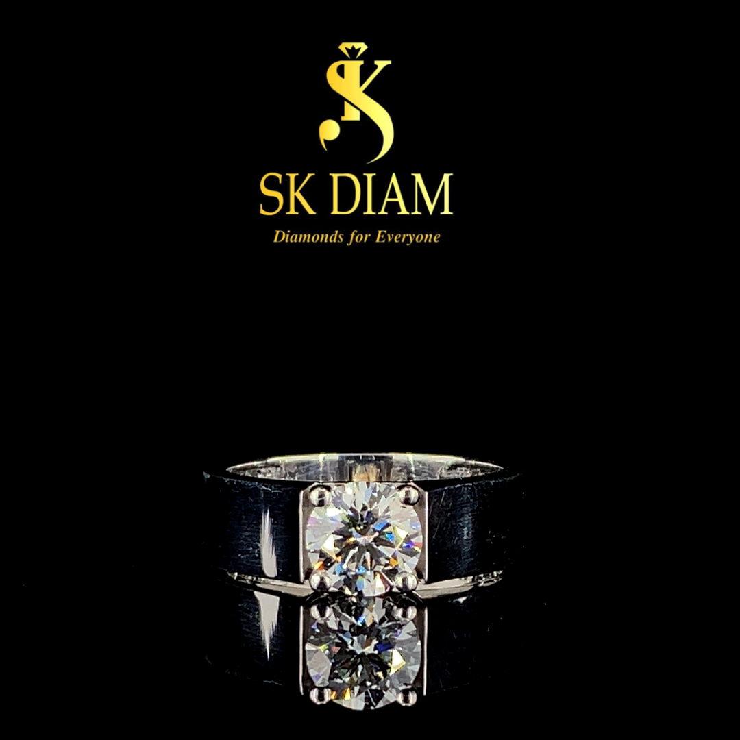 Solitaire Diamond Mens Ring In White Gold - Color: Silver