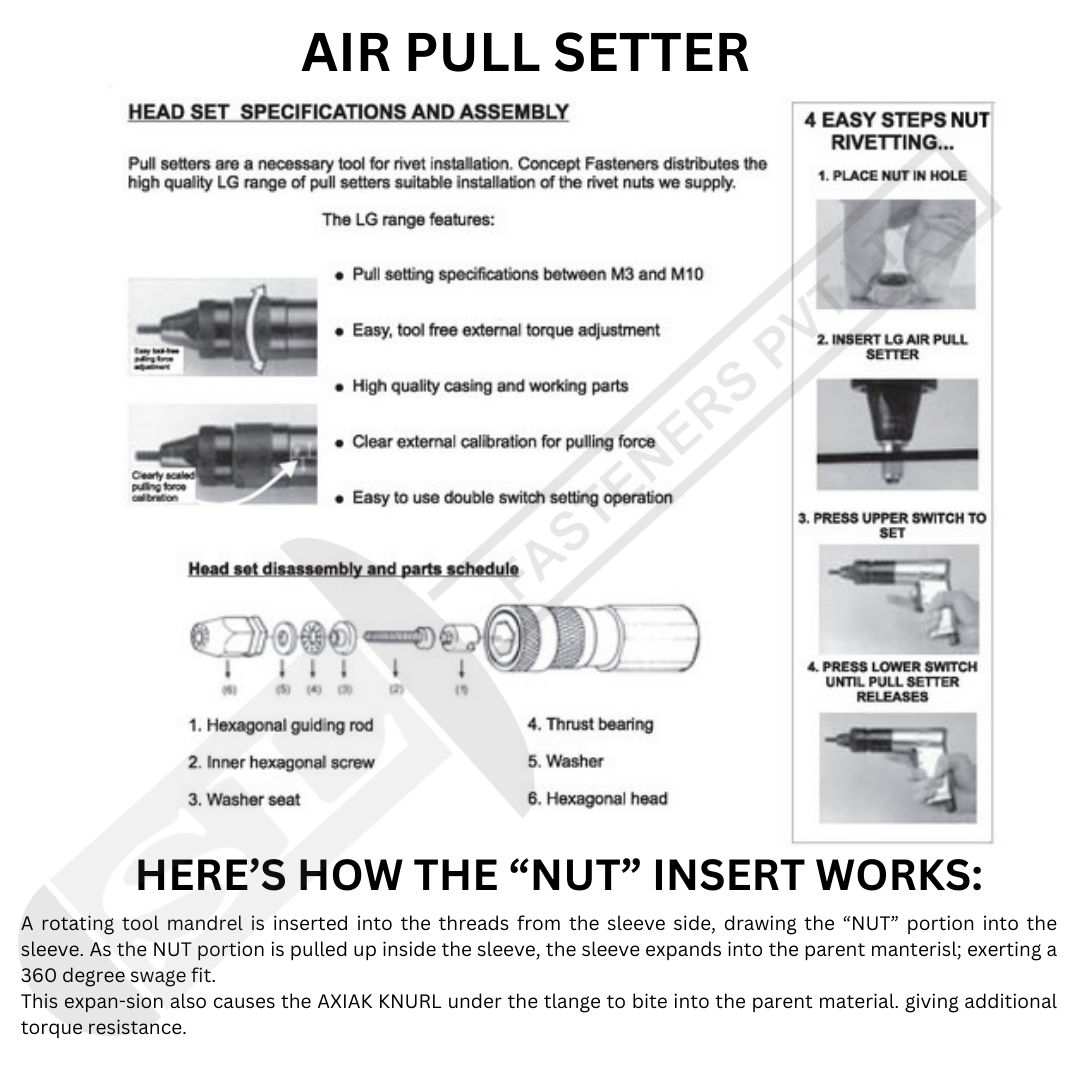 LG-801 Pneumatic Insert Nut Tool (Spin Technology)