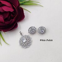 Roundy Shape American Diamond Locket Set