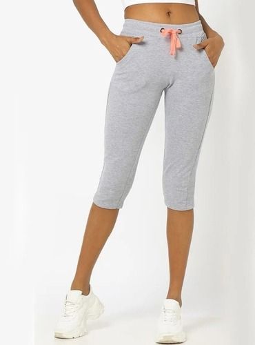 Ladies French Terry Grey Melange Capri