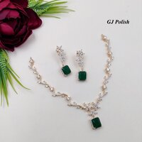 Glamorous Shiny Colorstone American Diamond Necklace Set