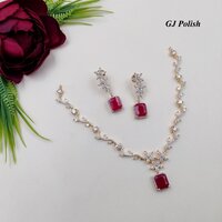 Glamorous Shiny Colorstone American Diamond Necklace Set