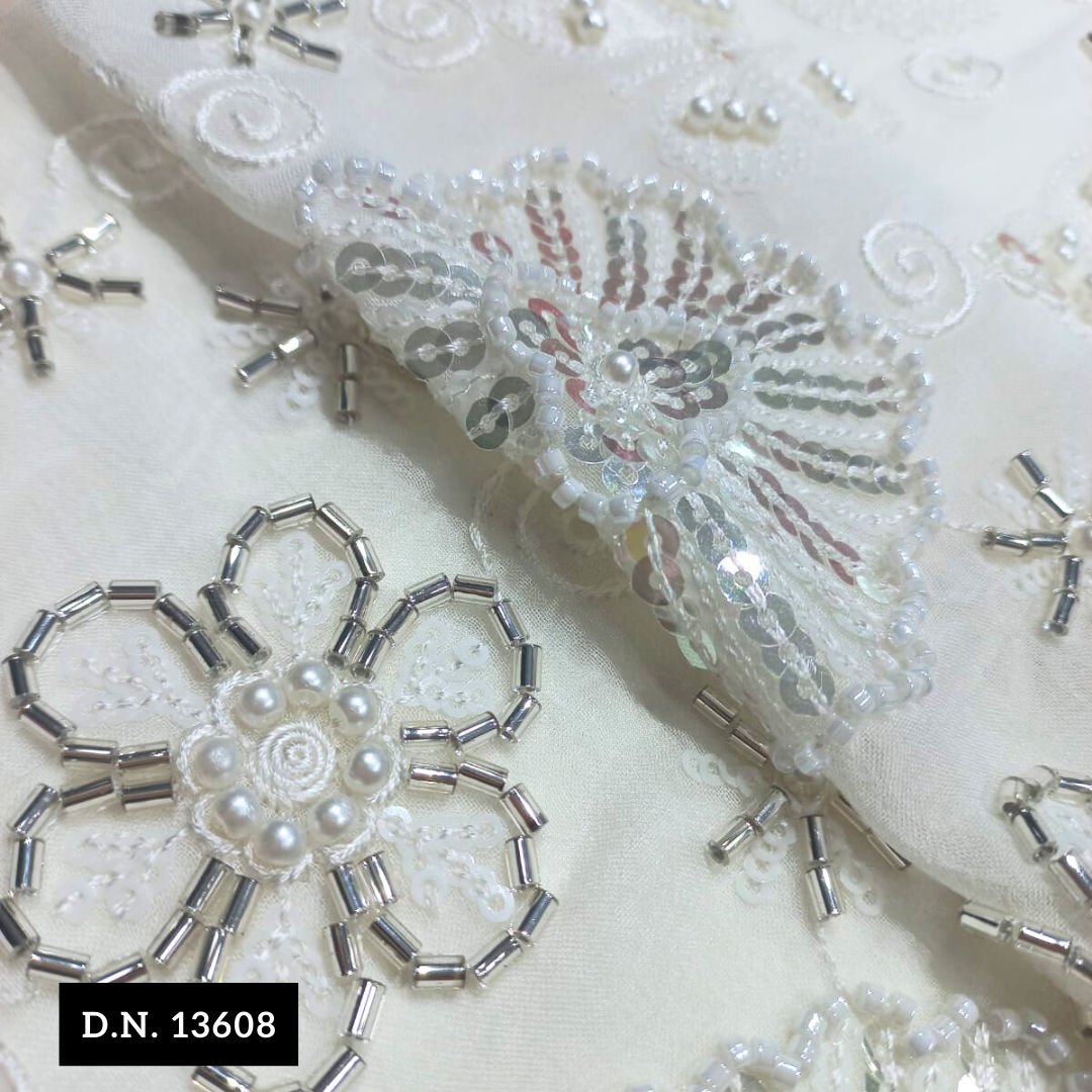 Embroidered beads with Sequins fabric for your Bridal Dress