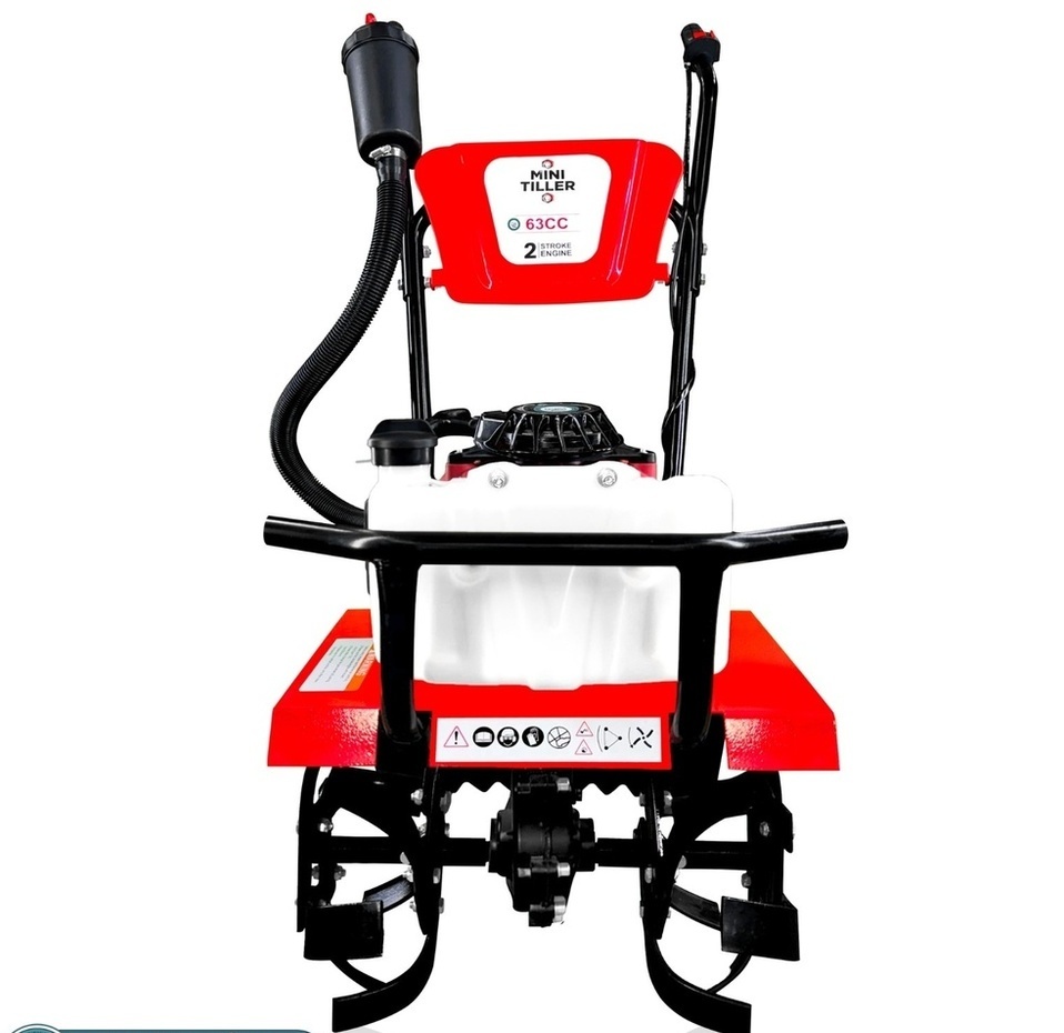 63CC Mini Power Tiller - 16" Working Width, 3.8HP Petrol Engine | Metal Frame, Automatic Transmission, Ideal for Weeding All Crops
