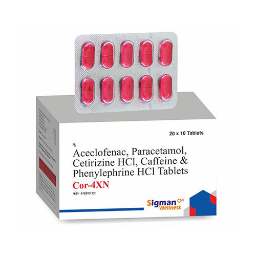 Aceclofenac Paracetamol Cetirizine Hcl Caffeine And Phenylephrine Hcl Tablets - Drug Type: General Medicines