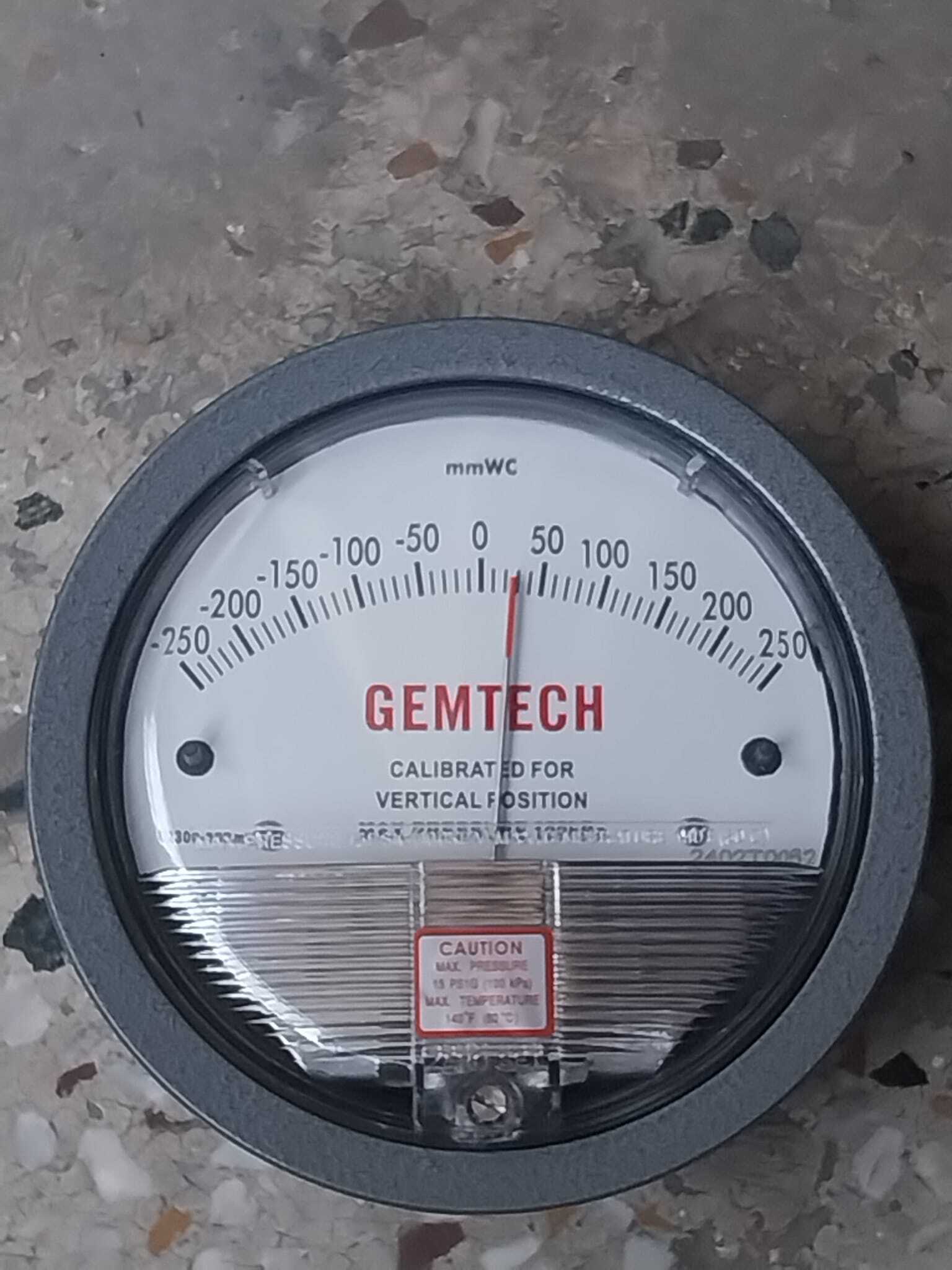 Manometer Differential Pressure Gauge 250-0-250 Mm Wc