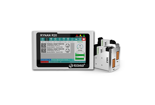 RYNAN R20 MAX - 40m/min Print Speed @300x300DPI | Automatic Thermal Inkjet Printer for Traceability Printing, High Resolution 300x600DPI, Prints Text, Logos, 2D Codes and Barcodes