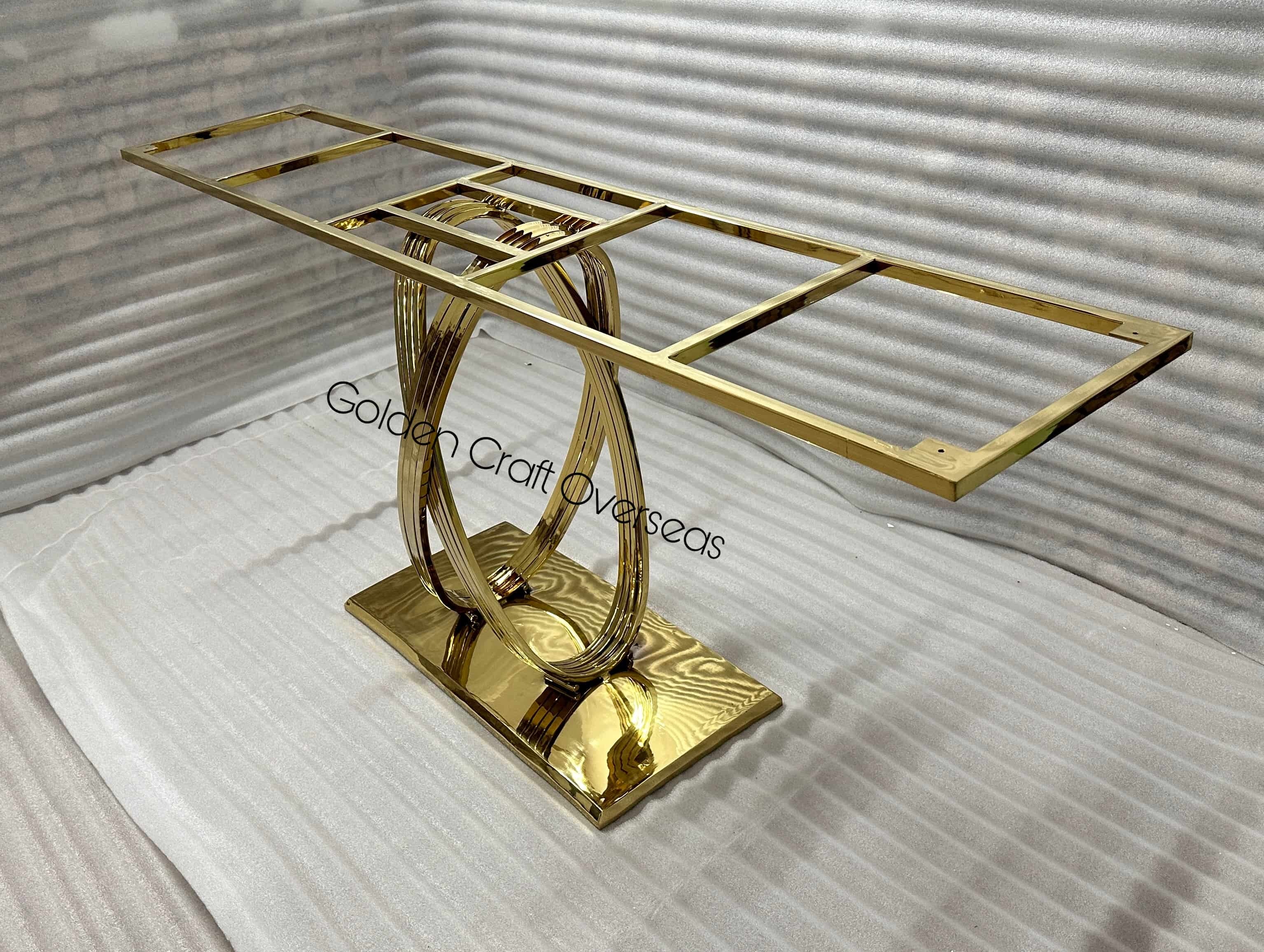 Modern Console Table - Stainless Steel, 48x12x36 Inch, Gold Finish | No Assembly Required, Elegant Design For Living Room Display